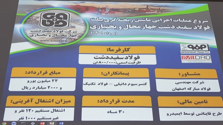 آغاز عملیات توسعه مجتمع فولاد سفیددشت