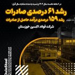رشد ۱۵۹ درصدی درآمد صادرات فولاد اکسین در نیمه نخست ۱۴۰۴